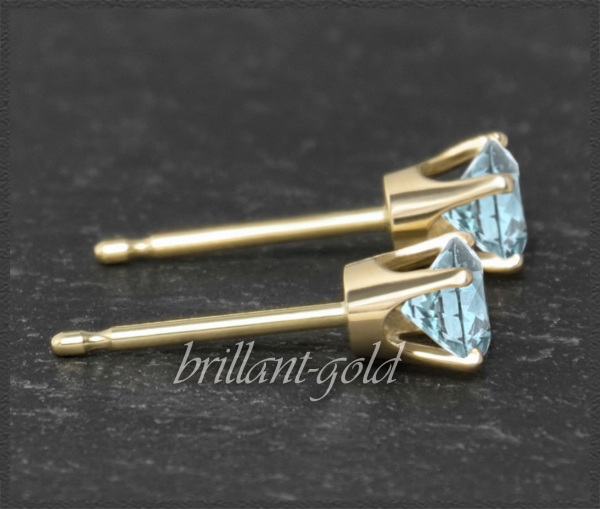 Preview: Ohrstecker 585 Gold Topas hellblau 4,5,6,7mm